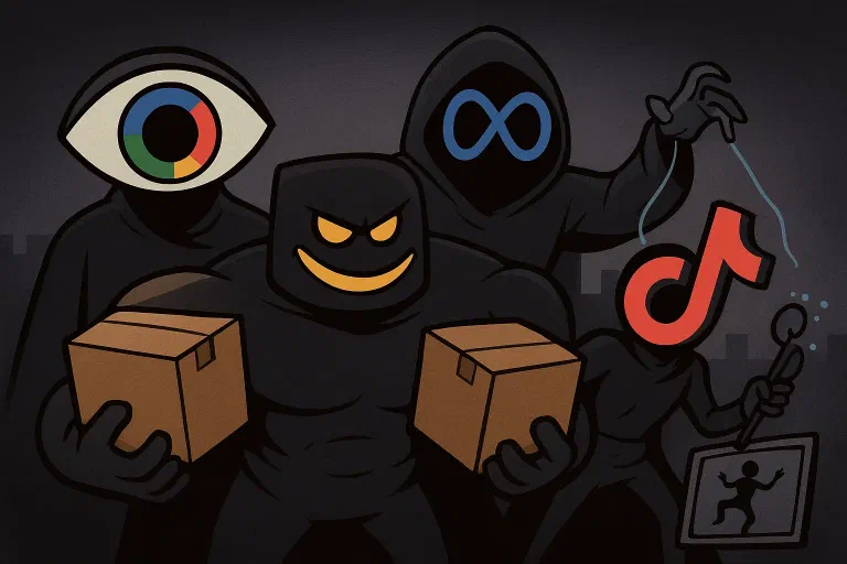 Google, Amazon, Meta und TikTok als vier Datensammler-Schurken