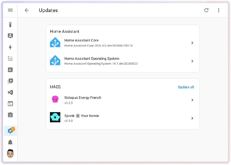Home Assistant Aktivität