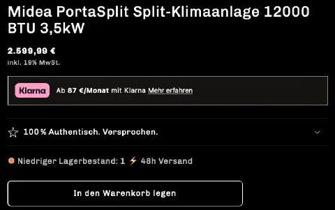 Midea PortaSplit zum mehr als doppelten UVP