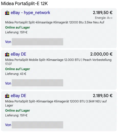 Midea-PortaSplit-Wiederverkauf: günstig gekauft, teuer angeboten